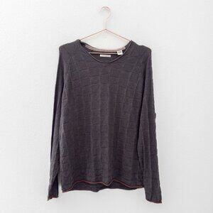 Carbon 2 Cobalt Grey Textured Check Pullover V Neck Sweater Size XL